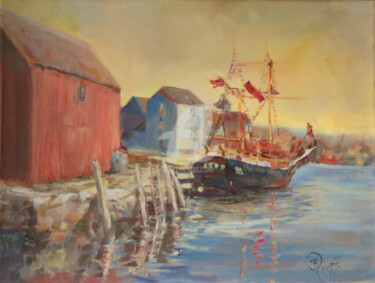 Painting titled "Resting in Rockport" by B.Rossitto, Original Artwork, Oil
