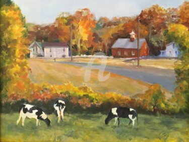 Schilderij getiteld "Granby Farm, Autumn" door B.Rossitto, Origineel Kunstwerk, Olie