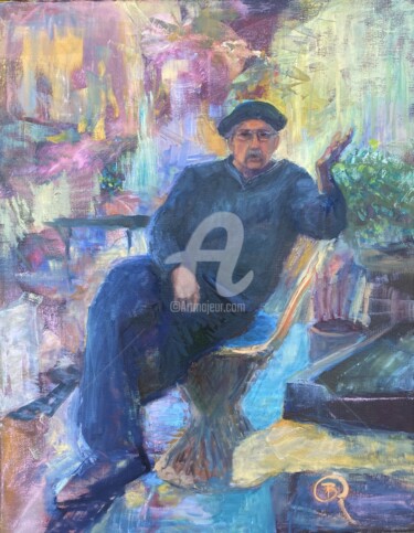 Painting titled "Le Maestro" by B.Rossitto, Original Artwork, Oil Mounted on Wood Stretcher frame