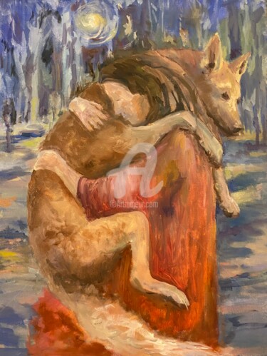 Painting titled "The Embrace" by B.Rossitto, Original Artwork, Oil