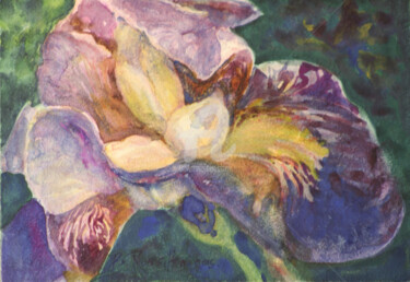 Painting titled "Glowing Iris" by B.Rossitto, Original Artwork, Watercolor