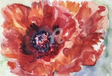 Peinture intitulée "Poppy 2008 #2" par B.Rossitto, Œuvre d'art originale, Aquarelle