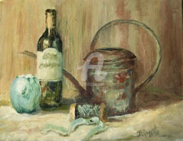 Painting titled "Still Life in Blue…" by B.Rossitto, Original Artwork, Oil