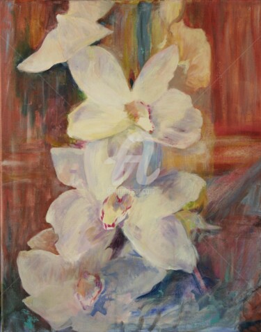 Painting titled "Orchids in the Wind…" by B.Rossitto, Original Artwork, Oil