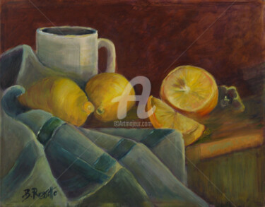 Painting titled "Tea With Lemon" by B.Rossitto, Original Artwork, Oil