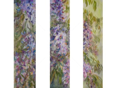 Painting titled "wysteria 3 panel" by B.Rossitto, Original Artwork, Oil