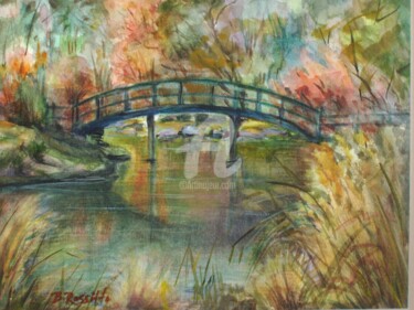 Pintura intitulada "The Bridge at Botan…" por B.Rossitto, Obras de arte originais, Óleo
