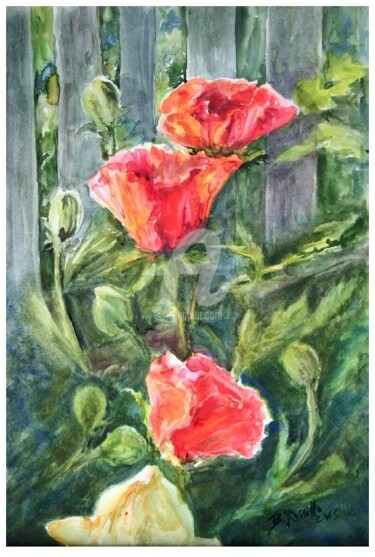 Painting titled "Smelling the Poppies" by B.Rossitto, Original Artwork, Oil