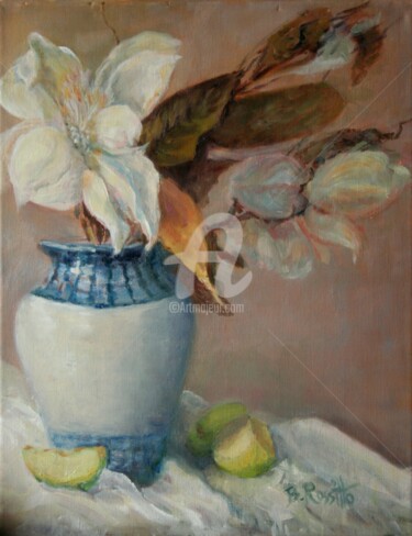 Painting titled "Magnolia Blossoms" by B.Rossitto, Original Artwork, Oil