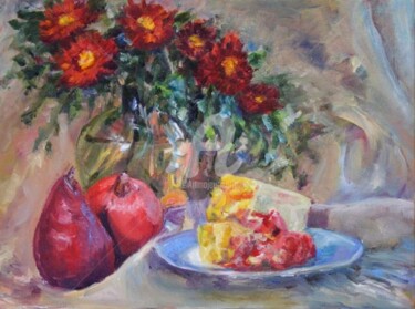 Peinture intitulée "Juicy Autumn Reds" par B.Rossitto, Œuvre d'art originale, Huile