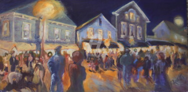 Pintura intitulada "Streetlights in Che…" por B.Rossitto, Obras de arte originais, Óleo