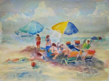 Painting titled "At the Beach" by B.Rossitto, Original Artwork, Oil