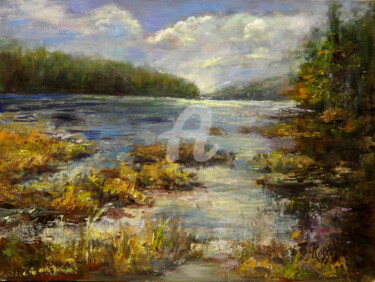 Malerei mit dem Titel "Little Lake Sunapee" von B.Rossitto, Original-Kunstwerk, Öl
