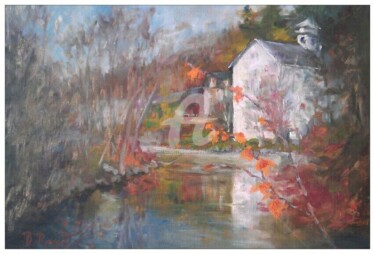 Painting titled "Clocktower, Lake Su…" by B.Rossitto, Original Artwork, Oil