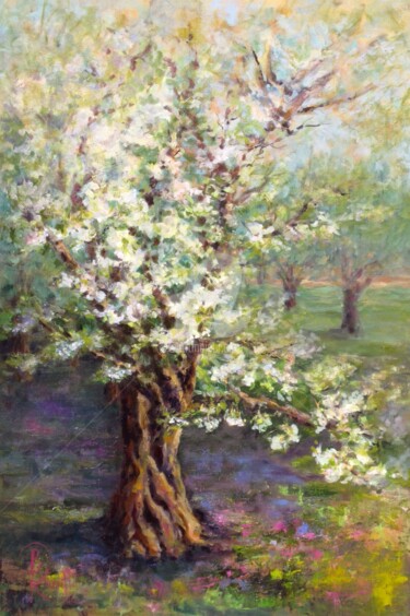 Painting titled "Under the Apple Tree" by B.Rossitto, Original Artwork, Oil
