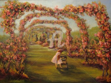 Painting titled "Under the Arches" by B.Rossitto, Original Artwork, Oil Mounted on Wood Panel