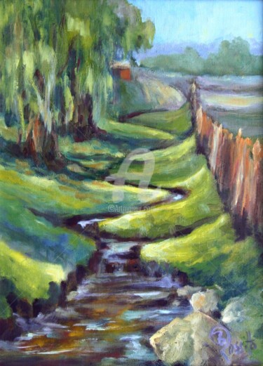 Painting titled "Winding by the Will…" by B.Rossitto, Original Artwork, Oil