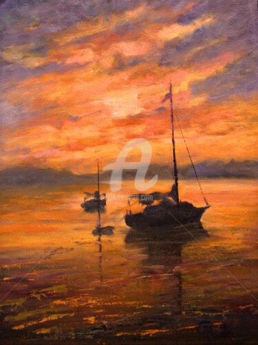 Peinture intitulée "The Day is Done" par B.Rossitto, Œuvre d'art originale, Huile