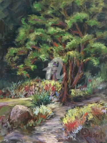 Painting titled "Japanese Garden" by B.Rossitto, Original Artwork, Pastel