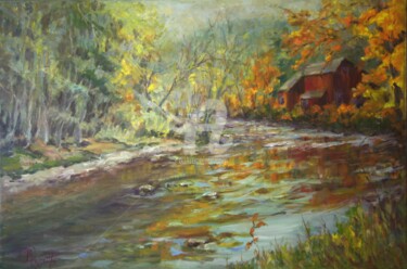 Painting titled "A River Runs By" by B.Rossitto, Original Artwork, Oil