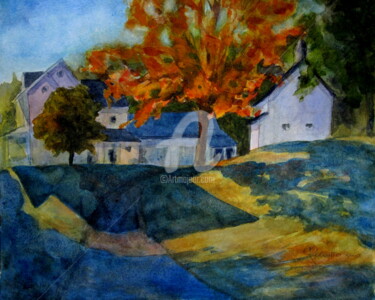 Pintura intitulada "Chester farmhouse A…" por B.Rossitto, Obras de arte originais, Aquarela