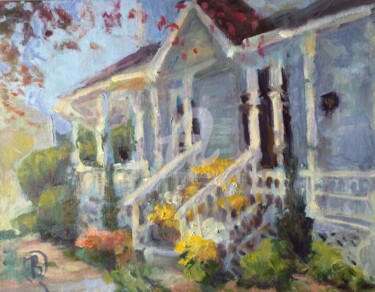 Painting titled "House on Main" by B.Rossitto, Original Artwork, Oil