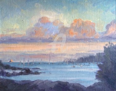 Painting titled "New London Bay Suns…" by B.Rossitto, Original Artwork, Oil