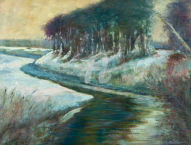 Painting titled "Winter Light" by B.Rossitto, Original Artwork, Oil Mounted on Other rigid panel