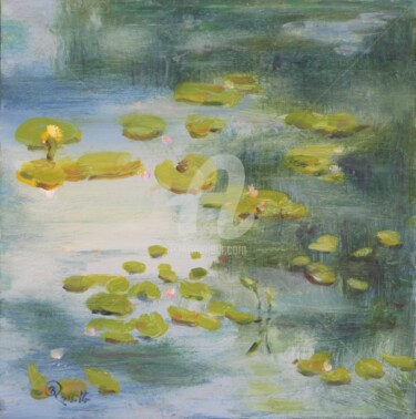 Painting titled "Lily pond reflectio…" by B.Rossitto, Original Artwork, Oil