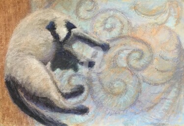 Schilderij getiteld "Paisley repose" door B.Rossitto, Origineel Kunstwerk, Pastel