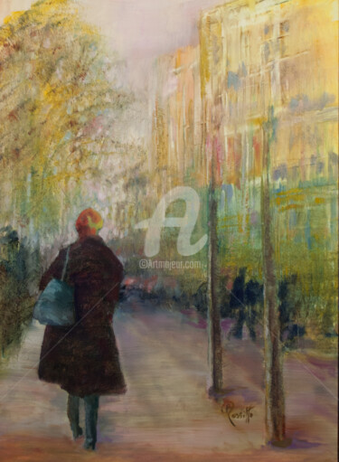 Картина под названием "Sunset in the city" - B.Rossitto, Подлинное произведение искусства, Масло Установлен на Другая жестка…