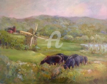 Peinture intitulée "Angus on the Ridge" par B.Rossitto, Œuvre d'art originale, Huile