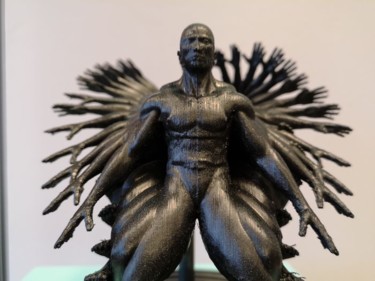 Sculpture titled "Man in motion" by Brother X, Original Artwork, Polymer clay