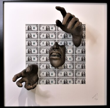 Sculpture titled "Drowning in money" by Brother X, Original Artwork, 3D Modeling
