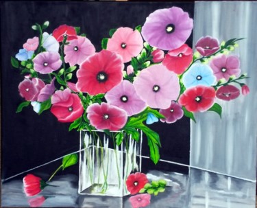 Painting titled "Bouquet de fleurs" by Joe, Original Artwork, Oil