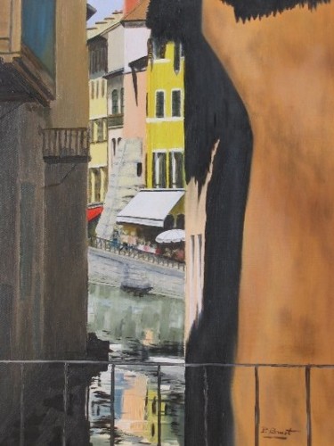 Peinture intitulée "Annecy - derrière l…" par Pierre Bruet, Œuvre d'art originale