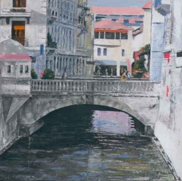 Peinture intitulée "Annecy - le pont ru…" par Pierre Bruet, Œuvre d'art originale