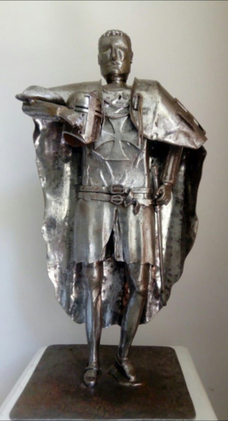 Sculpture intitulée "Templier" par Mathieu Brulant (MetalDeco), Œuvre d'art originale, Acier inoxydable
