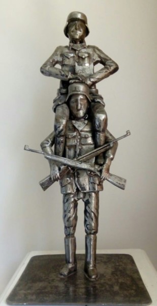 Sculpture intitulée "La Grande Vadrouille" par Mathieu Brulant (MetalDeco), Œuvre d'art originale, Acier inoxydable