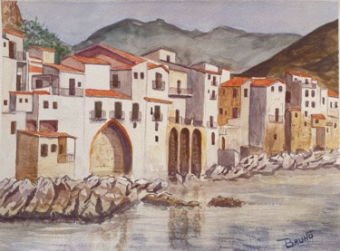 Painting titled "Cefalù" by Maurizio Bruno, Original Artwork, Watercolor
