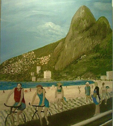 Painting titled "Morro Dois Irmãos -…" by Bruna Corty, Original Artwork, Oil
