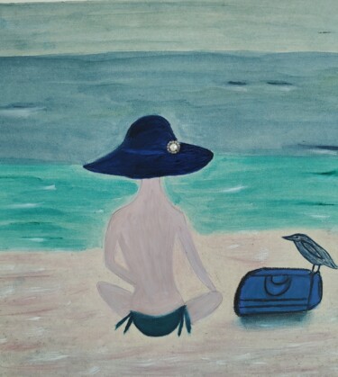 Pintura titulada "Mulher viajante e s…" por Bruna Corty, Obra de arte original, Oleo Montado en Otro panel rígido