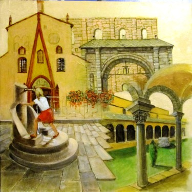 Painting titled "AOSTA" by Bruno Vallino, Original Artwork, Oil