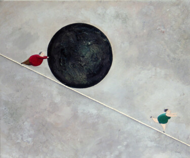 제목이 "L'amour vache"인 미술작품 Bruno Aimetti로, 원작, 기름 나무 들것 프레임에 장착됨