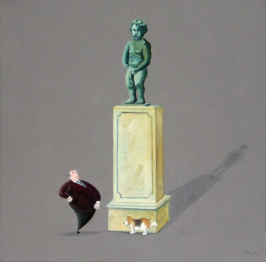 Pintura titulada "L'arroseur arrosé" por Bruno Aimetti, Obra de arte original, Oleo Montado en Bastidor de camilla de madera