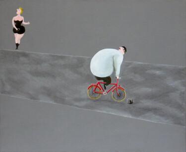 Peinture intitulée "Chaussée glissante" par Bruno Aimetti, Œuvre d'art originale, Huile Monté sur Châssis en bois