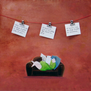 Картина под названием "Relax Max" - Bruno Aimetti, Подлинное произведение искусства, Масло Установлен на Деревянная рама для…
