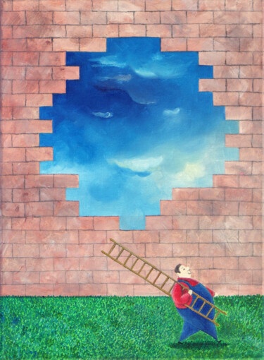 Картина под названием "Evasion fiscale" - Bruno Aimetti, Подлинное произведение искусства, Масло Установлен на Деревянная ра…