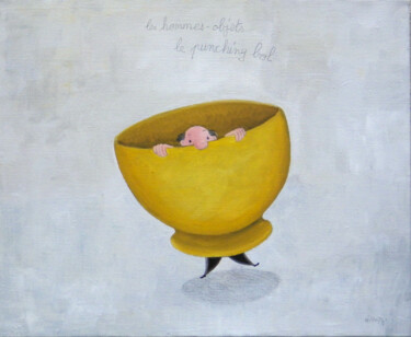 Malerei mit dem Titel "Le punching bol" von Bruno Aimetti, Original-Kunstwerk, Öl