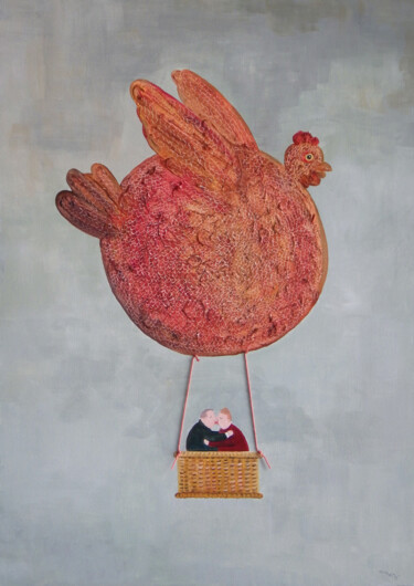 Картина под названием "A fond les ballons" - Bruno Aimetti, Подлинное произведение искусства, Масло Установлен на Деревянная…